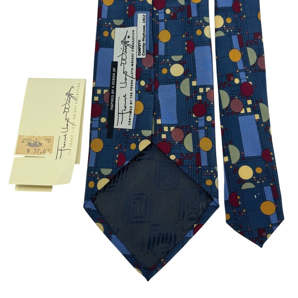Frank Lloyd Wright Blue "Confetti" Art Silk Made in Italy 57 x 3.75 Neck Tie NWT